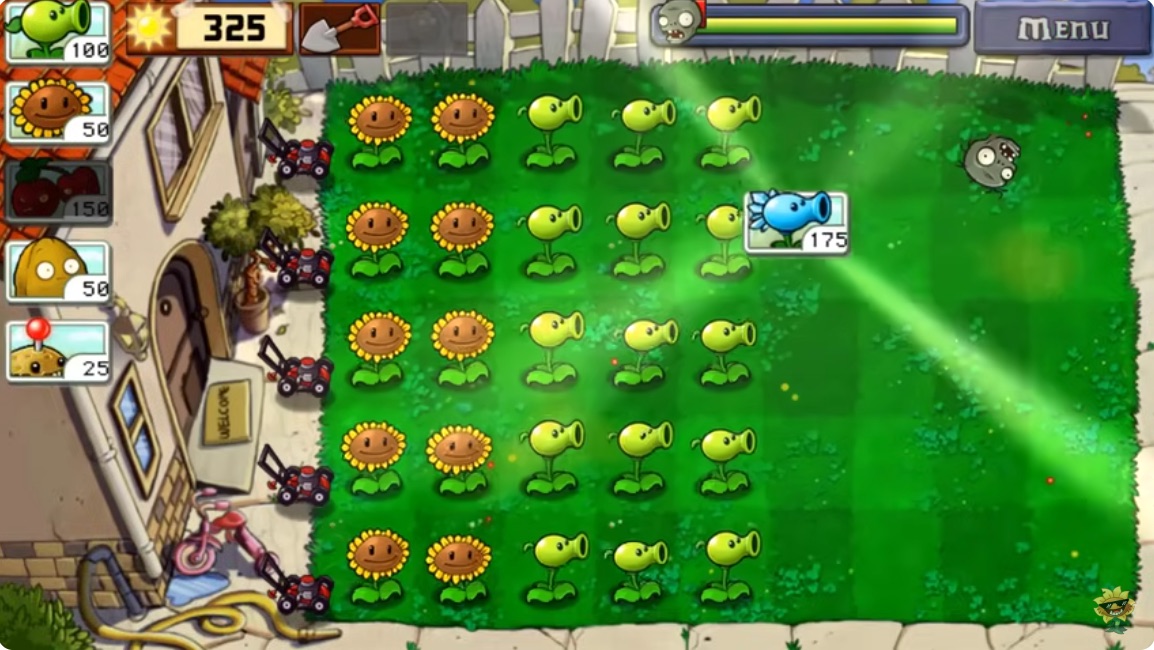 PVZ Hybrid 日间草坪中的植物选择效果